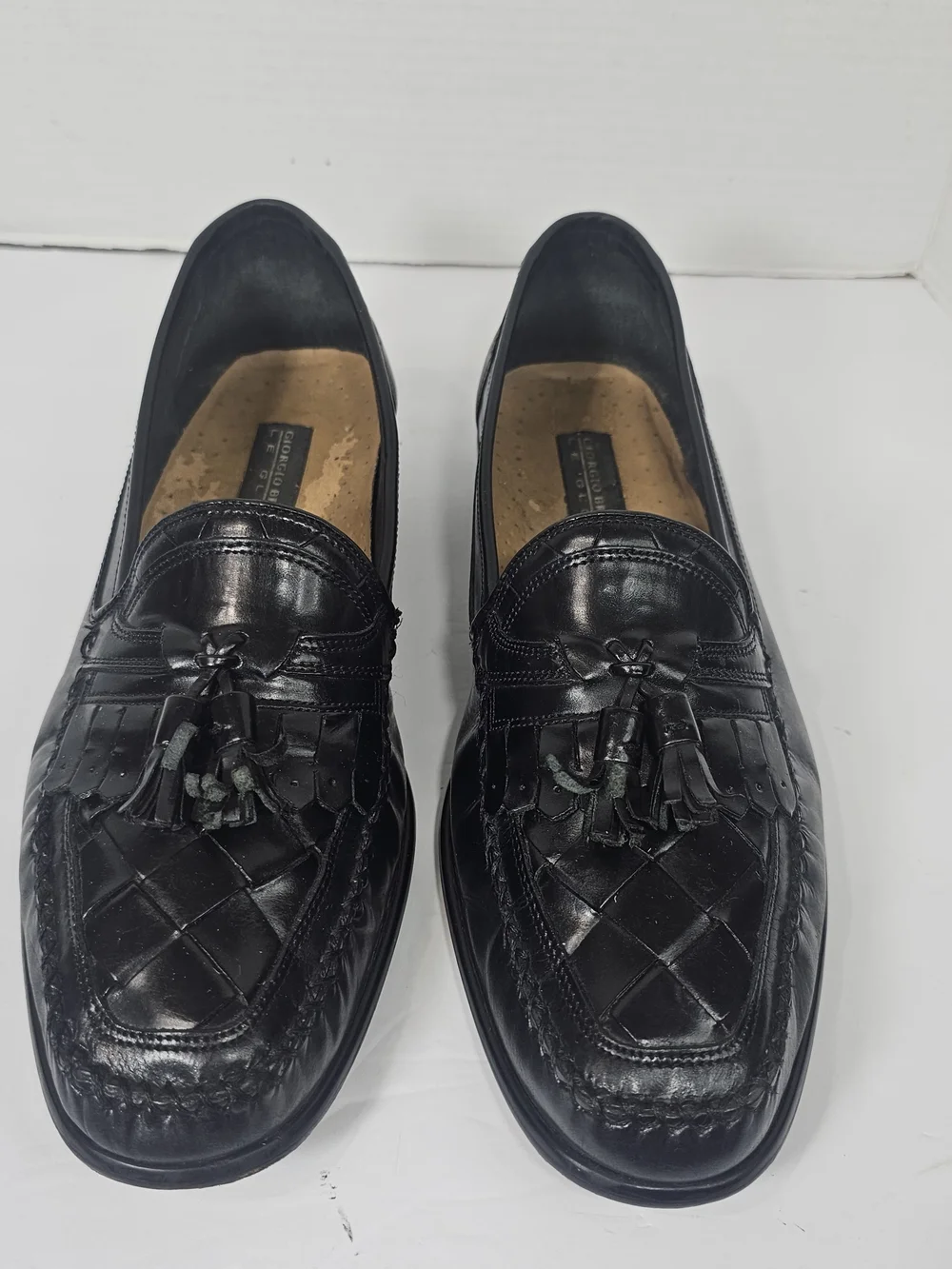 Giorgio Brutini Black Leather Tassel Kiltie Loafers Mens Sz 12
